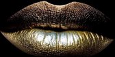 Golden Lips - 90cm x 60cm - Fotokunst op PlexiglasⓇ incl. certificaat & garantie.