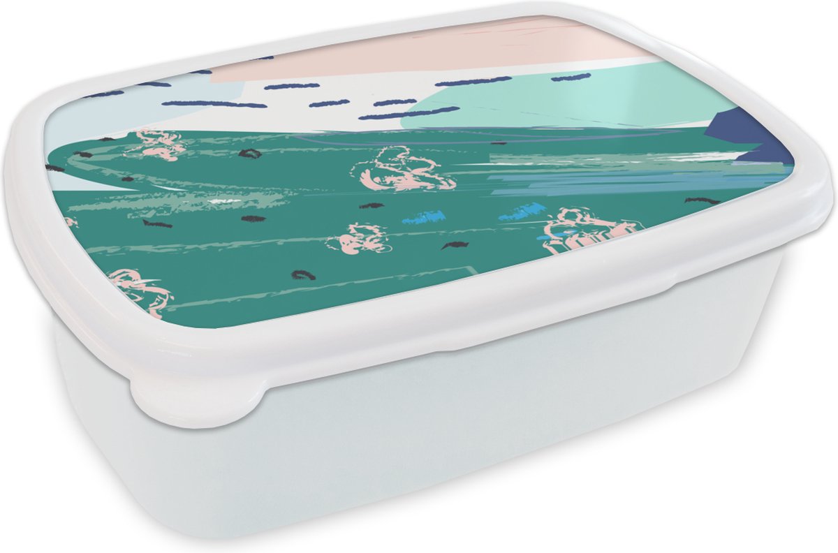 Broodtrommel Wit - Lunchbox - Brooddoos - Zomer - Abstract - Vlek - 18x12x6 cm - Volwassenen