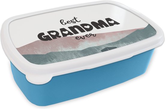 Lunch box Blauw - Lunch box - Boîte à pain - Best grandma ever - Proverbes - Citations - Grandma - 18x12x6 cm - Enfants - Garçon