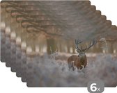 Set de table - Cerf - Animaux - Hiver - 45x30 cm - 6 pièces