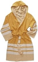 Hamam Badjas Tabiat Mustard Yellow - L - korte sauna badjas met capuchon - korte ochtendjas - korte duster - dunne badjas - unisex badjas