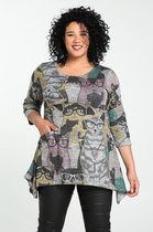 Paprika Dames Warme tuniek bedrukt met katten - T-shirt - Maat 48