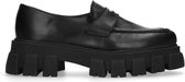 Sacha - Dames - Zwarte leren loafers met chunky zool - Maat 38