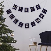 Merry Christmas' Blauw Velvet - 2 meter