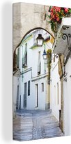 Canvas Schilderij Rustige en knusse straten van Córdoba in Spanje - 20x40 cm - Wanddecoratie