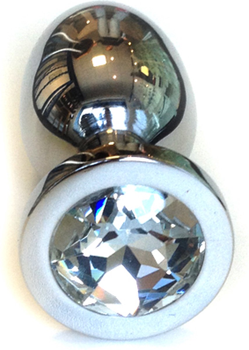 Goedkoopste Buttplug RVS met transparant kristal - large