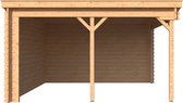 Houten overkapping lessenaars dak 450 x 350cm