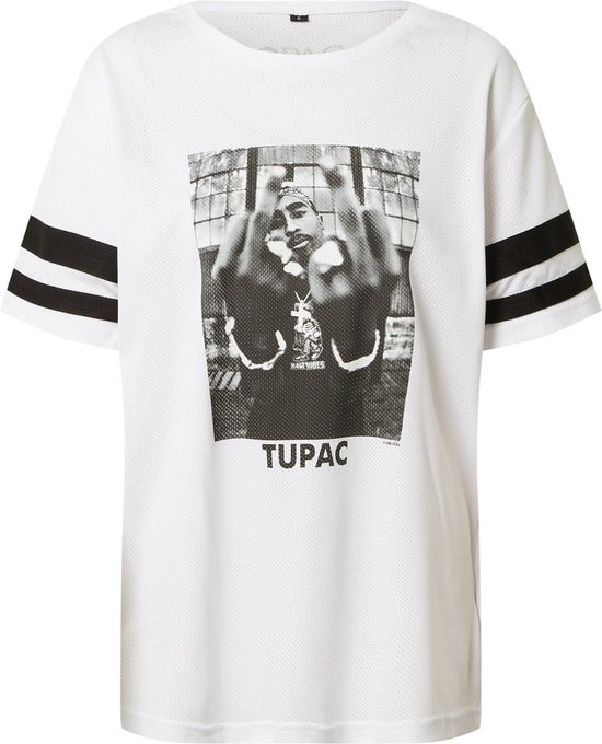 Urban Classics Tupac Dames Tshirt 2Pac Stripes Wit