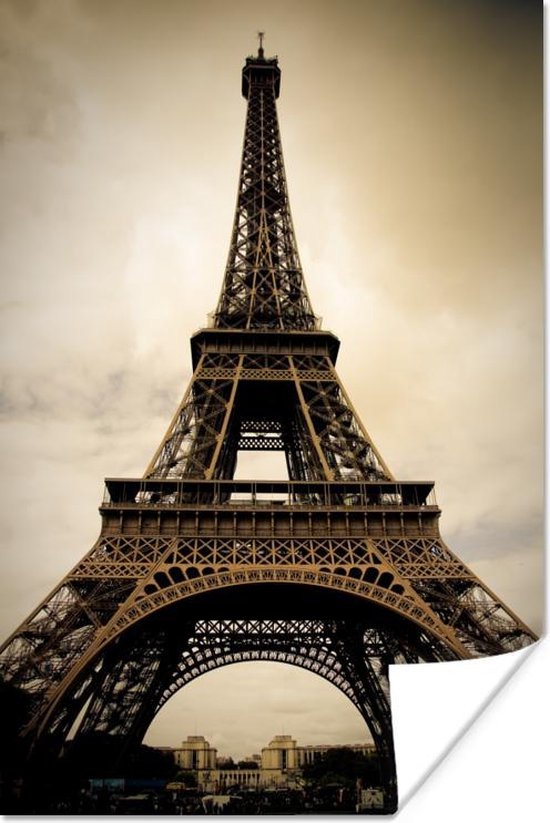 Poster Eiffeltoren in Parijs sepia fotoprint