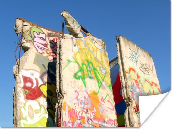 Overblijfselen van Berlijnse muur Poster 160x120 cm - Foto print op Poster (wanddecoratie woonkamer / slaapkamer) XXL / Groot formaat!