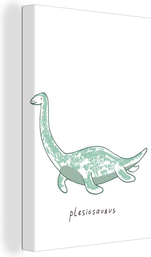 Canvas Schilderij Kinderkamer - Plesiosaurus - Dinosaurus - Jongetje - Meiden - Kindje - 60x90 cm - Wanddecoratie