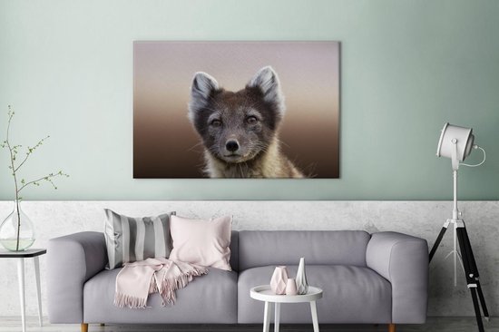Peinture sur Toile Renard - Portrait - Marron - 140x90 cm - Décoration murale