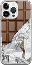 iPhone 13 Pro hoesje siliconen - Chocoladereep - Soft Case Telefoonhoesje - Print / Illustratie - Transparant, Bruin