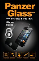 PanzerGlass Gehard Glas Privacy Screenprotector Geschikt voor Apple iPhone 5S - Wit