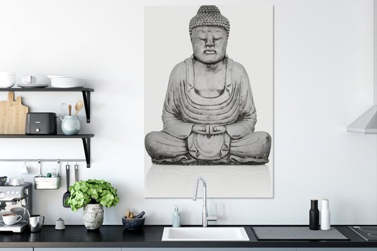 Statue en pierre de Bouddha sur toile 80x120 cm - Tirage photo sur toile (Décoration murale salon / chambre)