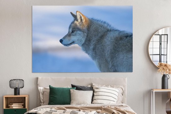 Peinture sur Toile Loup - Hiver - Fourrure - 150x100 cm - Décoration murale