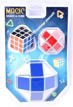 puzzel Magische kubus en slang 3-delig blauw