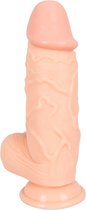 Realistixxx – Extra Dikke Dildo in Anatomisch Vormgeving met Zuignap en Balzak voor Volle Penetratie – 26,5 cm – beige