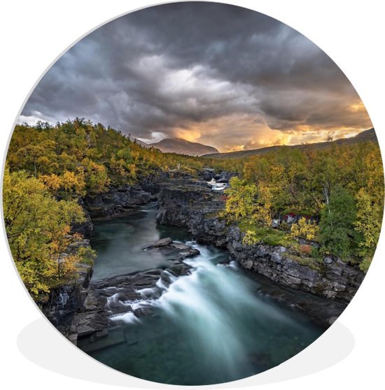 Wall Circle - Indoor Wall Circle - Suède - Automne - Rivière - ⌀ 30 cm - Décoration murale - Peintures Ronds