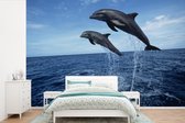 Papier peint - Papiers peints - Les grands dauphins sautent au-dessus de l'eau - Largeur 330 cm x hauteur 220 cm