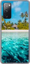 Geschikt voor Samsung Galaxy S20 FE hoesje - Strand - Palmbomen - Zee - Siliconen Telefoonhoesje