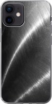 Geschikt voor iPhone 12 hoesje - Metaal print - Zilver - Zwart - Wit - Siliconen Telefoonhoesje