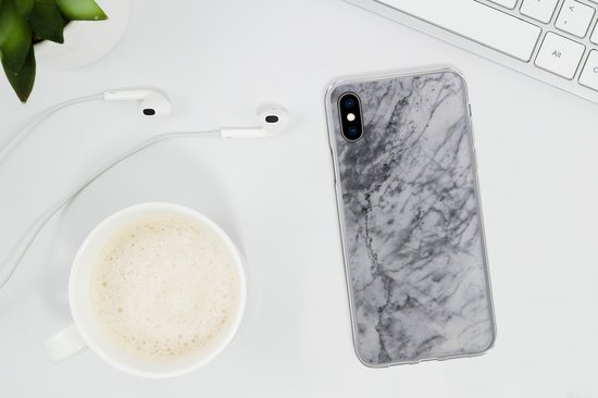 Coque iPhone Xs Max - Marbre - Pierre - Grijs - Siliconen