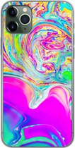 Geschikt voor iPhone 11 Pro Max hoesje - Kunst - Kleuren - Psychedelisch - Siliconen Telefoonhoesje