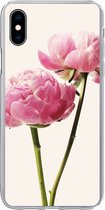 Geschikt voor iPhone Xs hoesje - Bloemen - Bloesem - Roze - Siliconen Telefoonhoesje