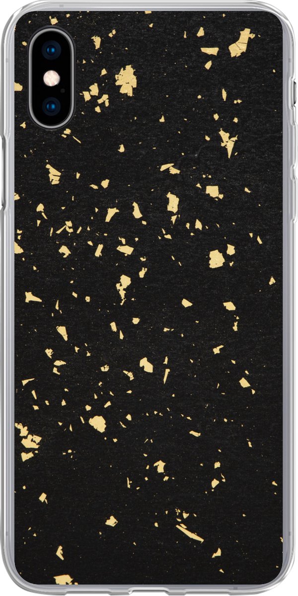 Telefoonhoesje Geschikt voor iPhone Xs hoesje - Gouden vlokken op een zwarte achtergrond - Siliconen Telefoonhoesje Telefoonhoesje