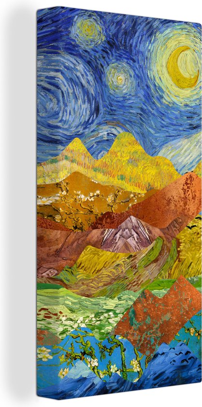 Canvas schilderij 80x160 cm - Wanddecoratie Oude Meesters - Collage - Van Gogh - Muurdecoratie woonkamer - Slaapkamer decoratie - Kamer accessoires - Schilderijen