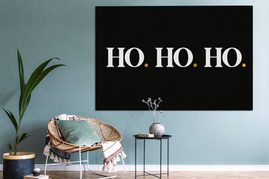 Tableau sur toile Ho ho ho - Père Noël - Citations - Noël - Proverbes - 180x120 cm - Décoration murale XXL