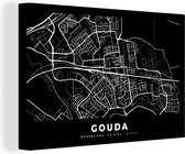 Toile Peinture Carte - Gouda - Zwart - 120x80 cm - Décoration murale