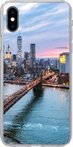 Geschikt voor iPhone Xs hoesje - Skyline van New York bij de Brooklyn Bridge - Siliconen Telefoonhoesje