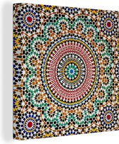 Canvas Schilderij Een bovenaanzicht van Marokkaans mozaïek - 50x50 cm - Wanddecoratie