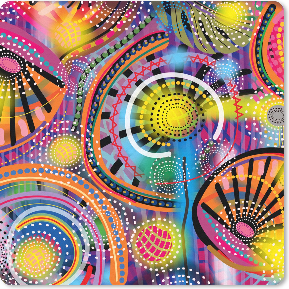 Muismat 30x30 cm - Mousepad Vormen - Kunst - Patronen - Psychedelisch - Muismatten