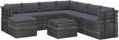 Decoways - 9-delige Loungeset pallet met kussens massief grenenhout