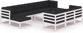 Decoways - 11-delige Loungeset met kussens massief grenenhout wit