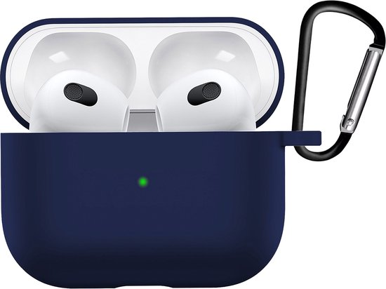 Case Geschikt voor AirPods 3 Hoesje Siliconen Hoes Cover - Hoes Geschikt voor Apple AirPods 3 Case Siliconen - Marineblauw