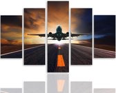 Trend24 - Canvas Schilderij - Vliegtuig - Vijfluik - Hobby - 200x100x2 cm - Bruin