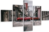 Schilderij - Oldtimers in Havana, Cuba, 5 luik, Premium Print