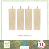 Set houten vierkante voetjes - B 5,4 x B 5,4 x H 15 cm - 4 stuks