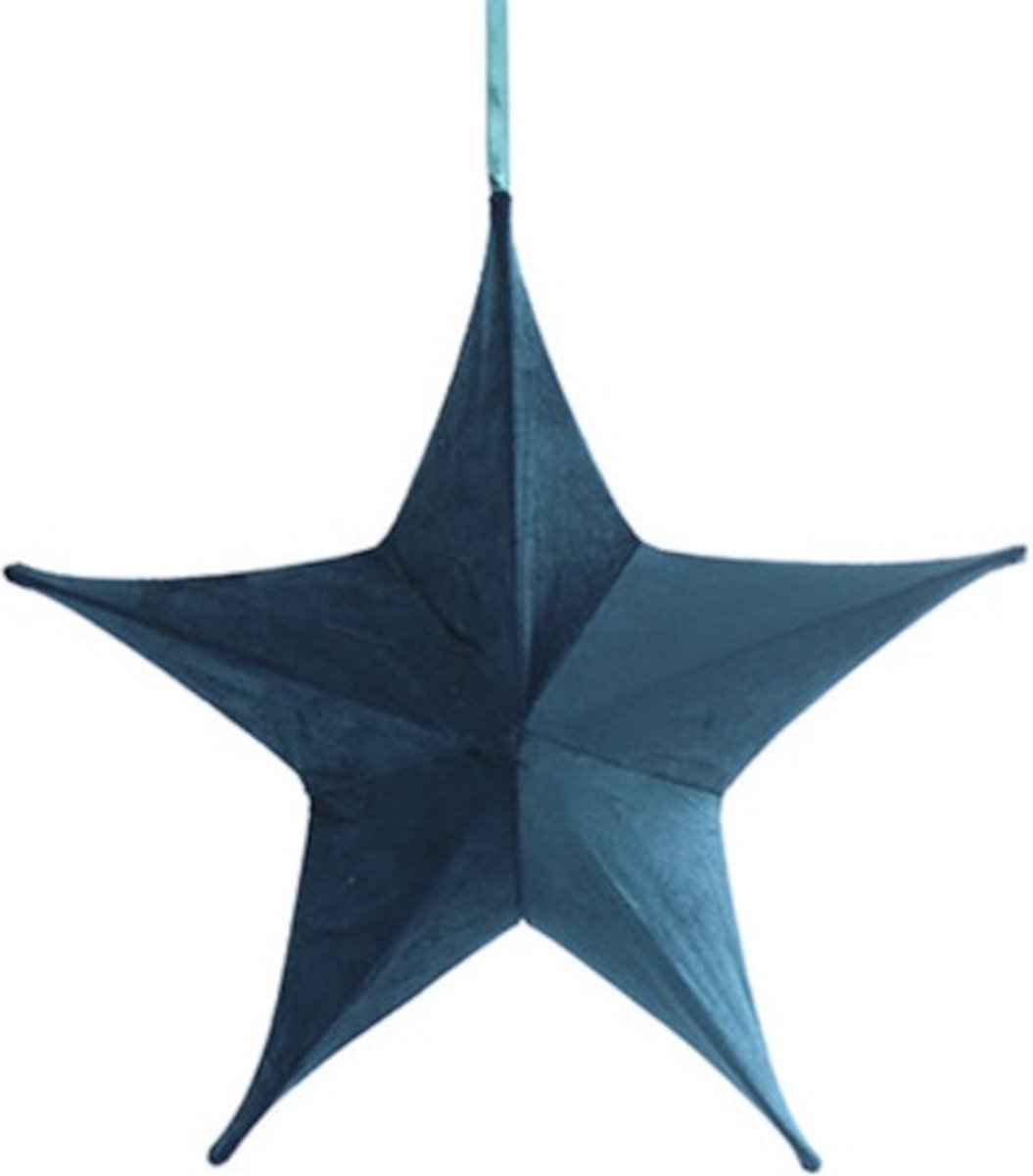Non-branded Kersthanger Ster Maria 40 Cm Fluweel Donkerblauw