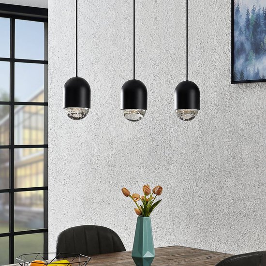 Lucande - hanglamp - 3 lichts - ijzer, glas - GU10 - zwart, helder