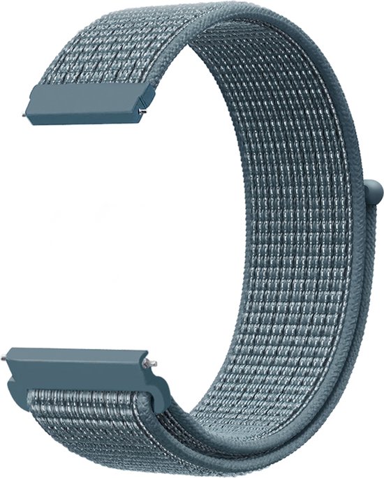 YONO Nylon Velcro Smartwatch Bandje 20mm - Horlogebandje geschikt voor Samsung Galaxy Watch 6 / 5 / Pro / 4 / 3 / Active 2 - Polar Ignite / Unite – Huawei - Leisteen