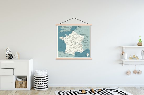 Carte de France bleue 120x120 cm