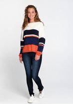 J&JOY - Trui Vrouwen Nunavik Park Stripes Copper/Blue/Off White