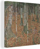 Canvas Schilderij Berkenbos - schilderij van Gustav Klimt - 20x20 cm - Wanddecoratie