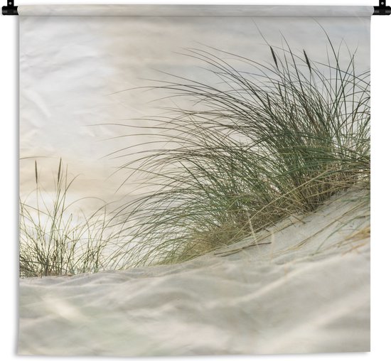 Wandkleed - Wanddoek - Duinen met helmgras onder de zon van het Duitse nationaal Park Schleswig-Holsteinisches Wattenmeer - 90x90 cm - Wandtapijt