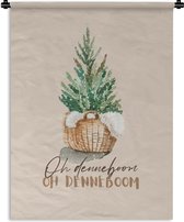 Wandkleed - Wanddoek - Kerstboom - Quotes - Spreuken - Oh denneboom oh denneboom - 150x200 cm - Wandtapijt